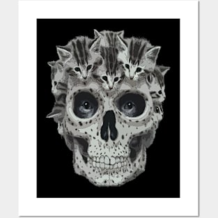 Cat Skull Cute Kitties Skull Design Creepy Kitty Skeleton Posters and Art